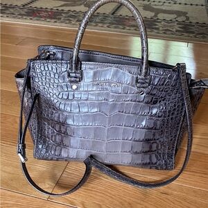 Michael Kors Gray Croc-Embossed Tote and wallet
